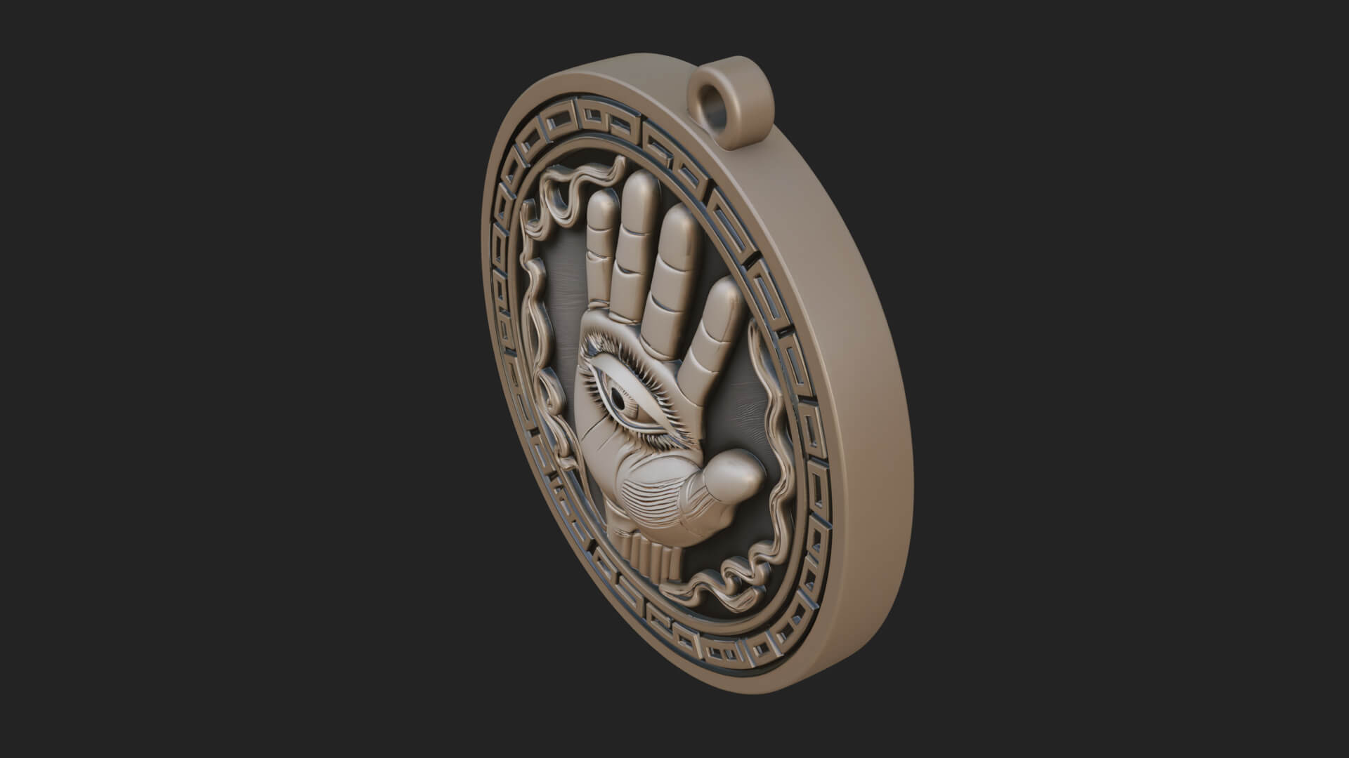 Hamsa Hand Eye Pendant Design 4 3D Print Model 3D Model