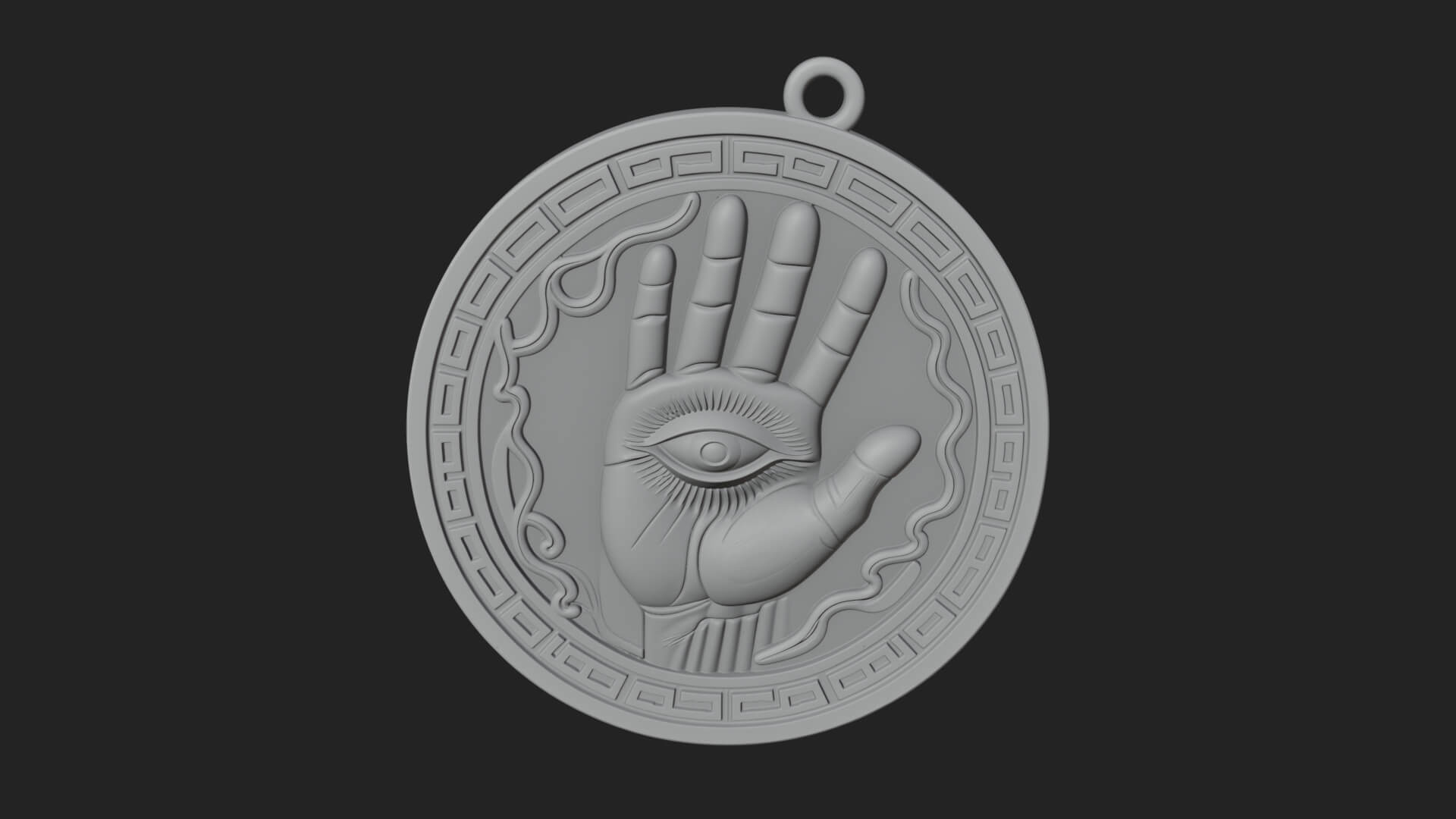 Hamsa Hand Eye Pendant Design 4 3D Print Model 3D Model