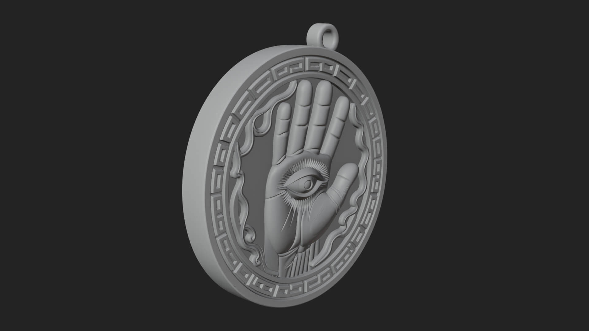 Hamsa Hand Eye Pendant Design 4 3D Print Model 3D Model