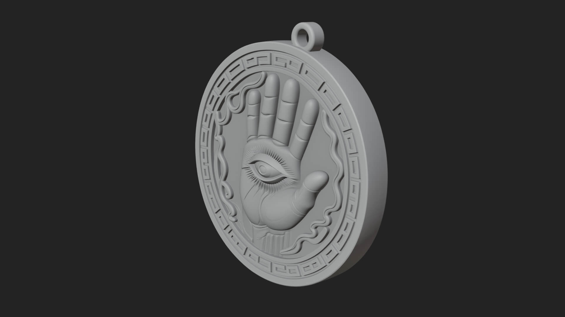 Hamsa Hand Eye Pendant Design 4 3D Print Model 3D Model