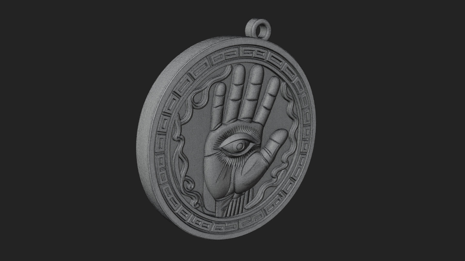 Hamsa Hand Eye Pendant Design 4 3D Print Model 3D Model