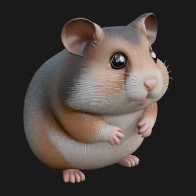 Hamster Statue Design 1 3D Print Model