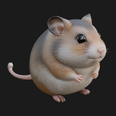Hamster Statue Design 3 3D Print Model