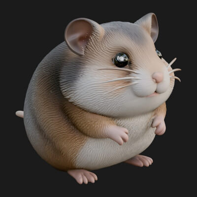 Hamster Statue Design 5 3D Print Model