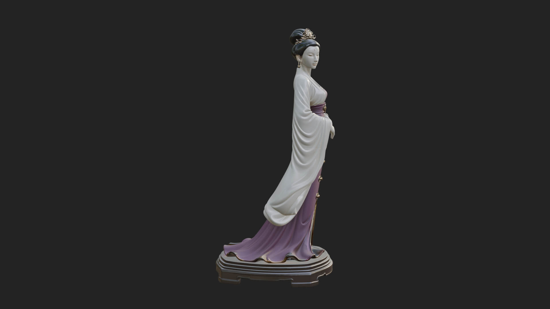 Hanfu Lady Standing Statue Design 1 3D Print Model 3D Model