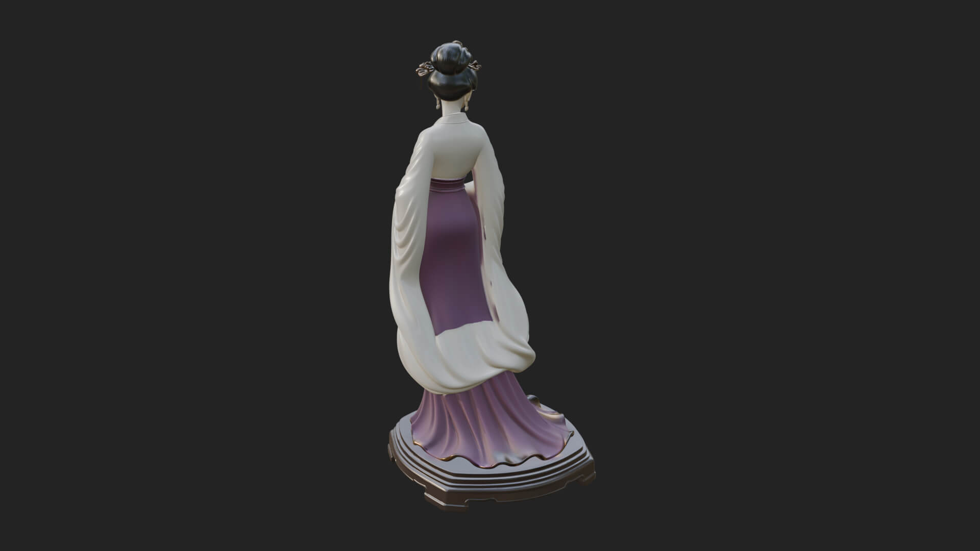 Hanfu Lady Standing Statue Design 1 3D Print Model 3D Model