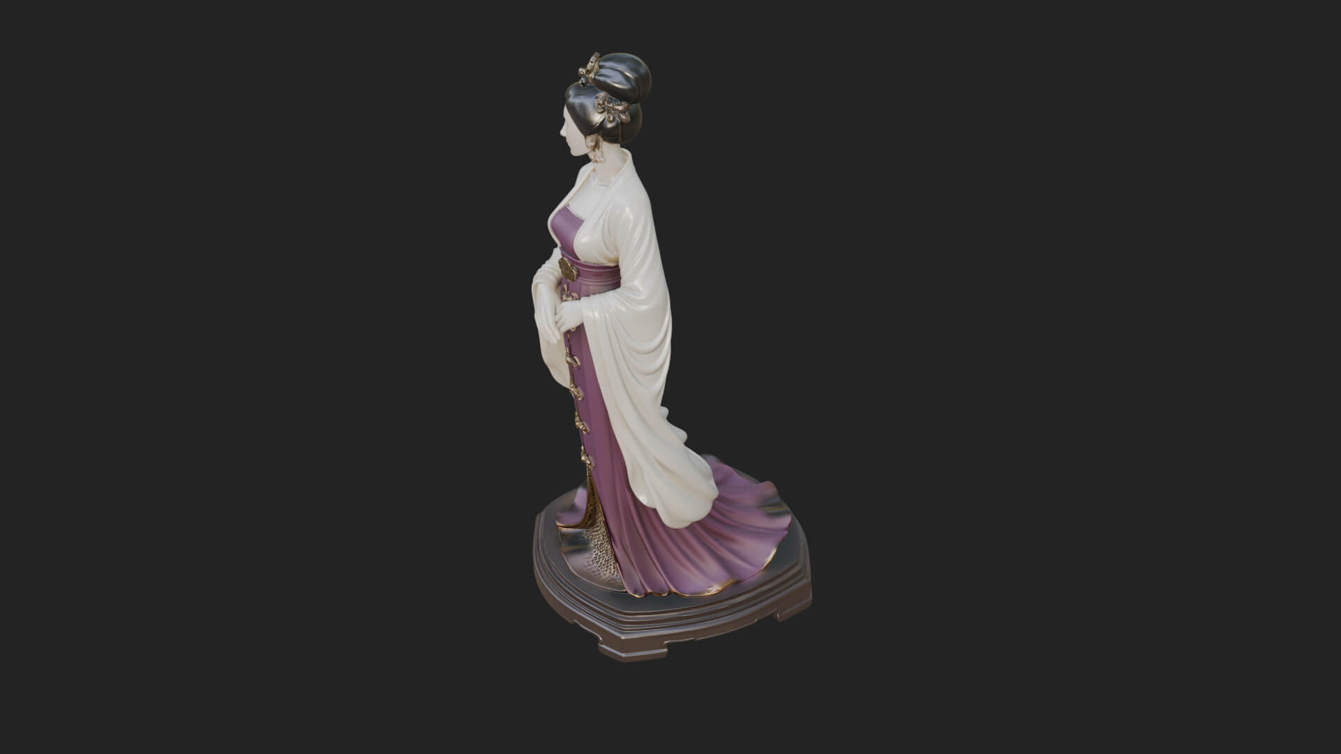 Hanfu Lady Standing Statue Design 1 3D Print Model 3D Model