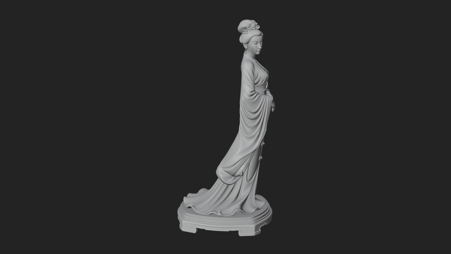 Hanfu Lady Standing Statue Design 1 3D Print Model 3D Model