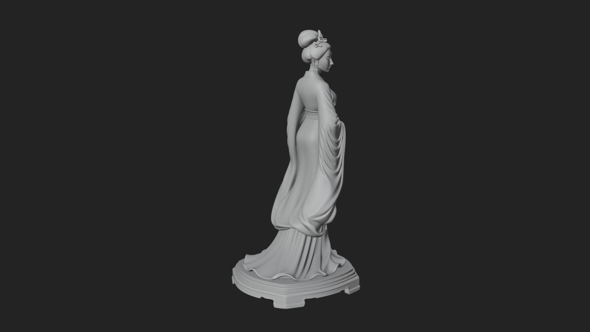 Hanfu Lady Standing Statue Design 1 3D Print Model 3D Model