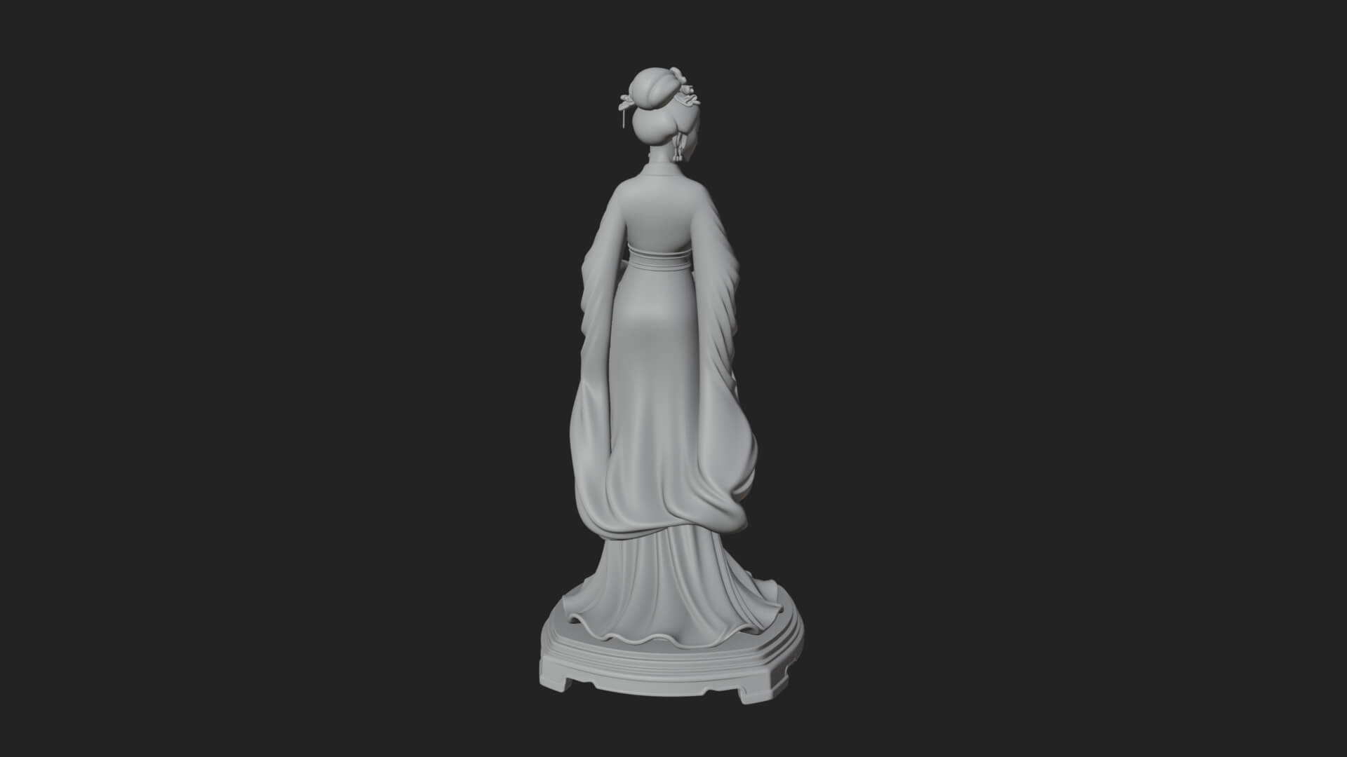Hanfu Lady Standing Statue Design 1 3D Print Model 3D Model