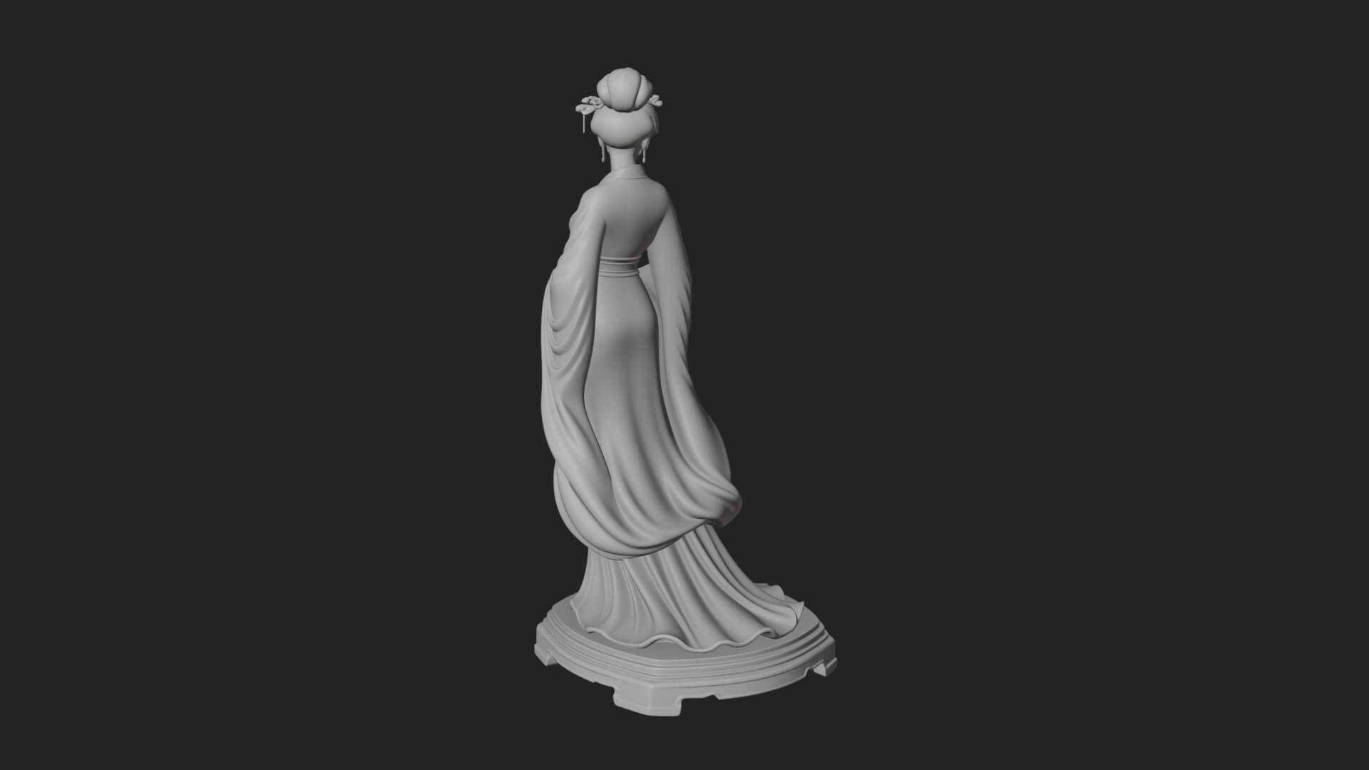 Hanfu Lady Standing Statue Design 1 3D Print Model 3D Model
