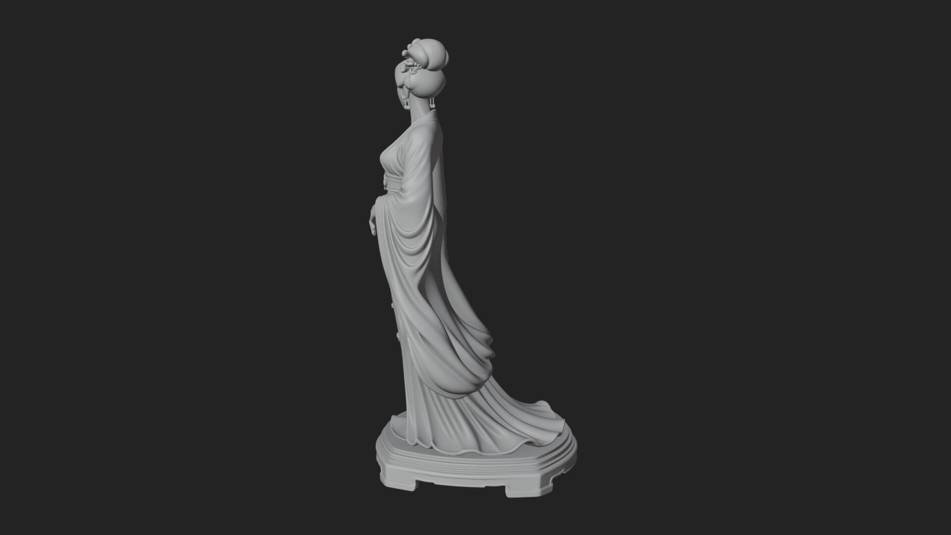 Hanfu Lady Standing Statue Design 1 3D Print Model 3D Model