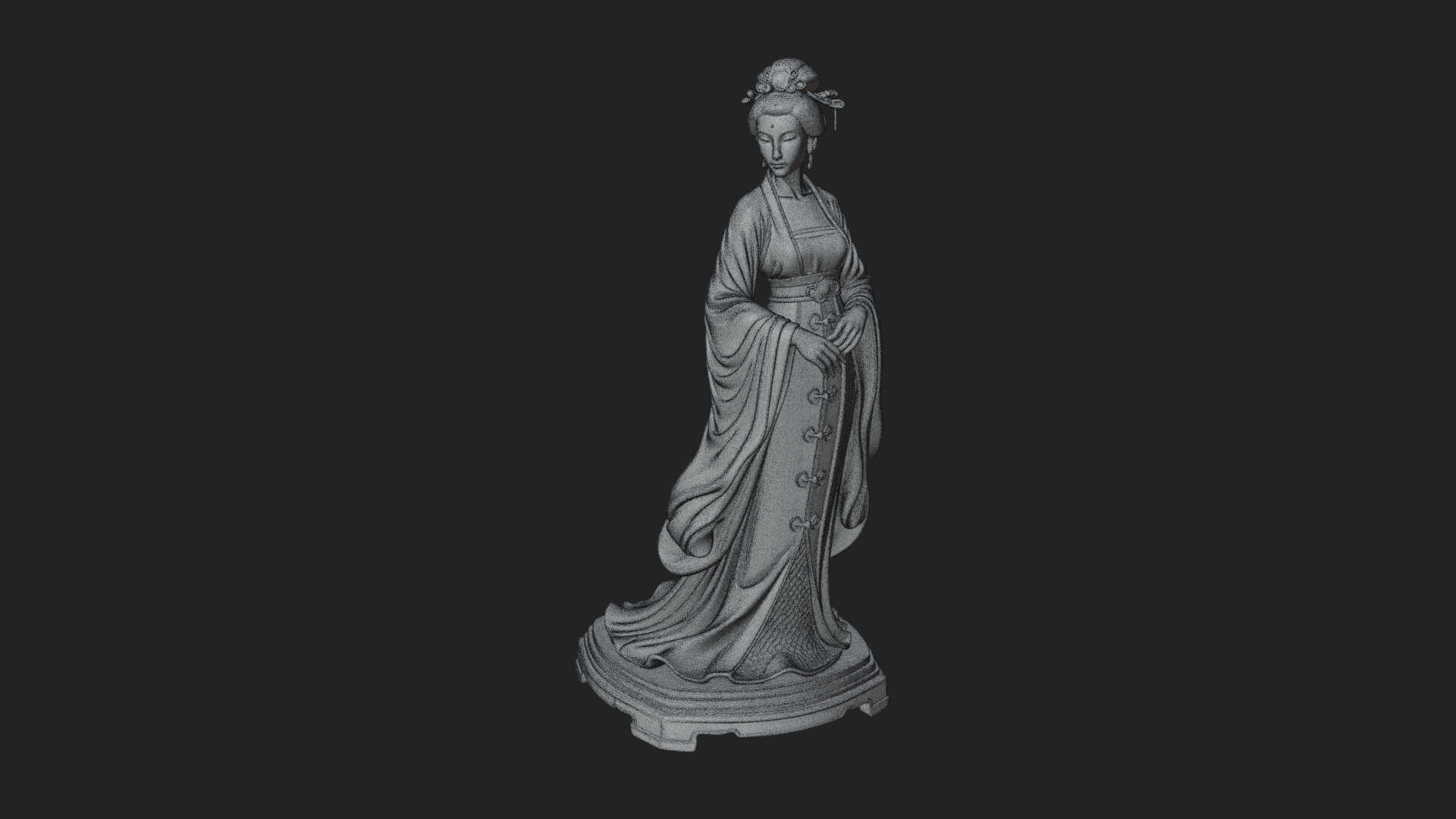 Hanfu Lady Standing Statue Design 1 3D Print Model 3D Model