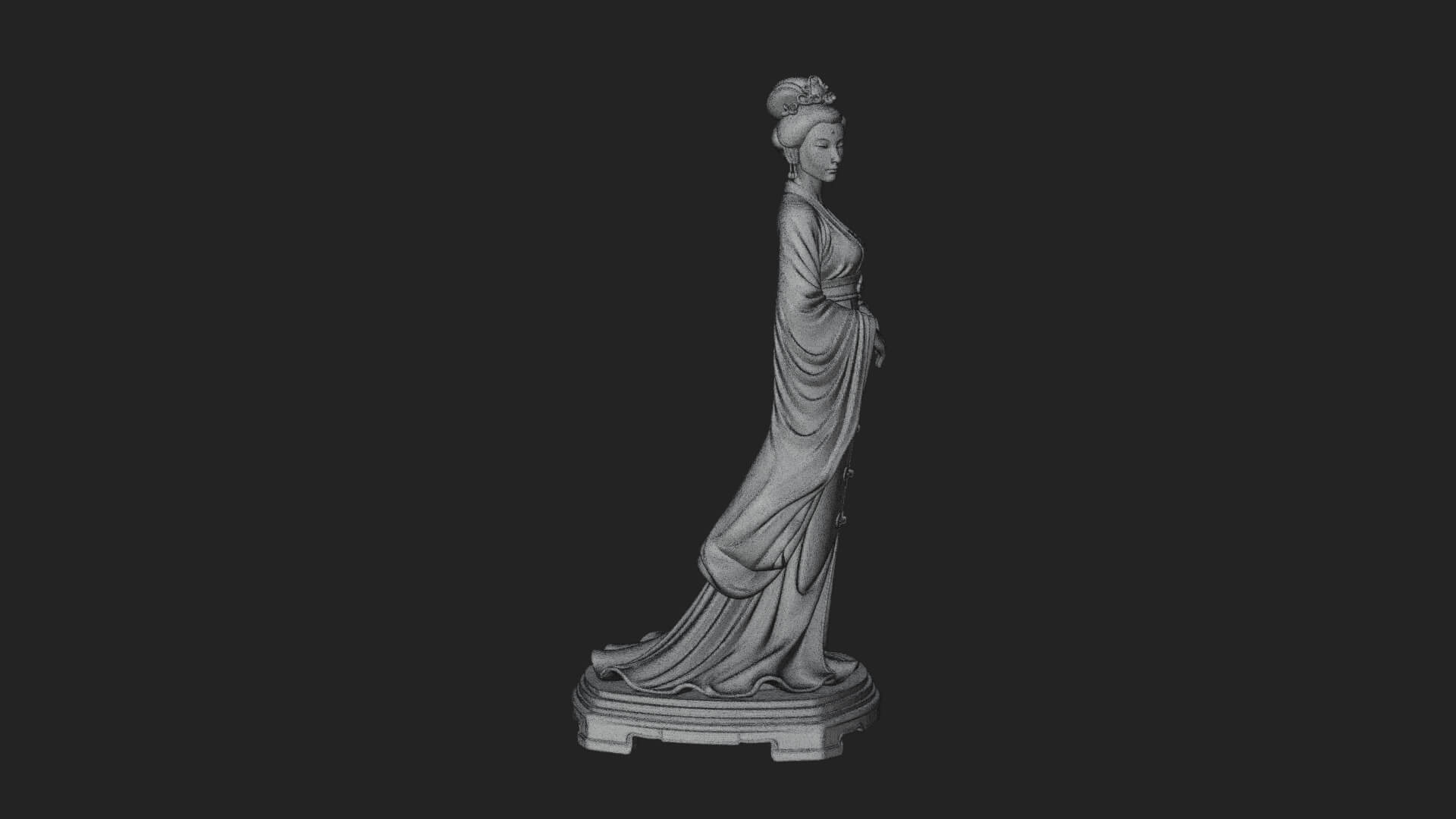 Hanfu Lady Standing Statue Design 1 3D Print Model 3D Model