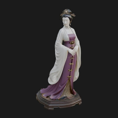 Hanfu Lady Standing Statue Design 1 3D Print Model