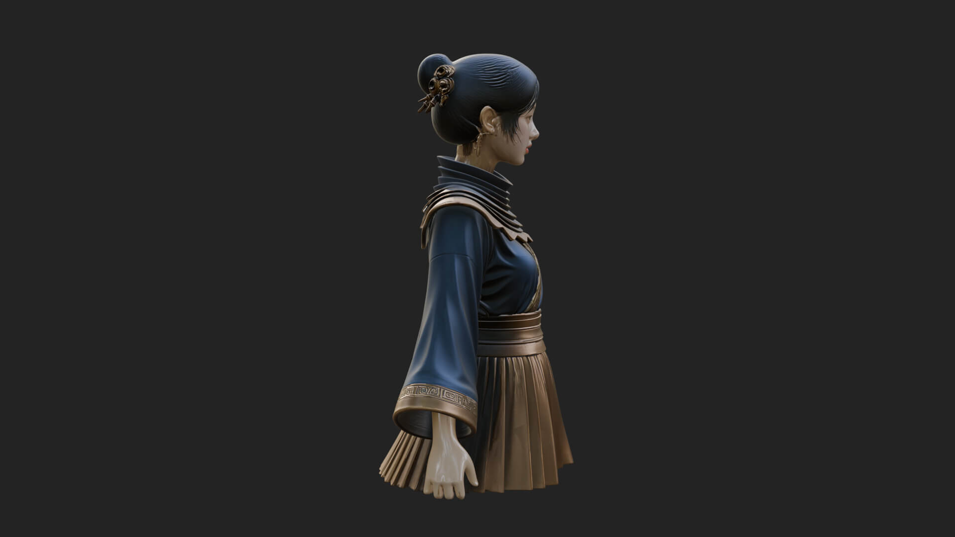 Hanfu Lady Standing Statue Design 10 3D Print Model 3D Model