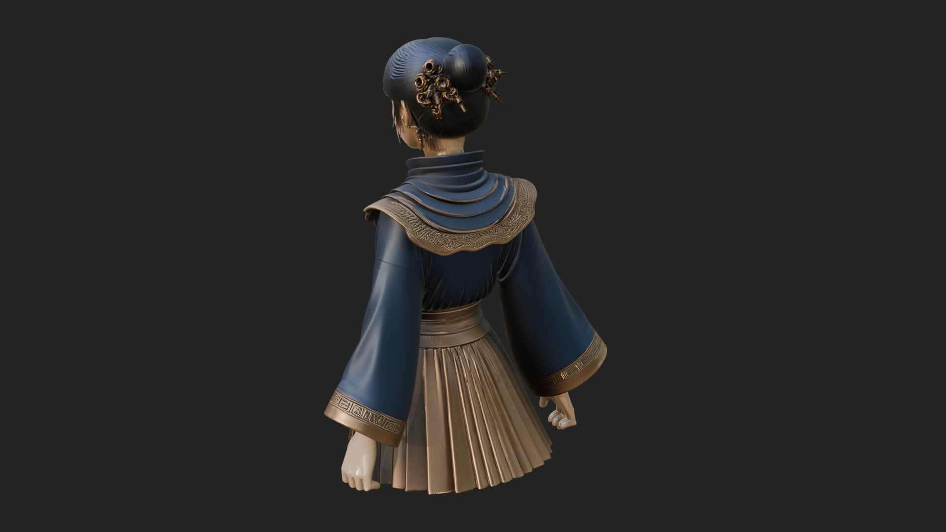 Hanfu Lady Standing Statue Design 10 3D Print Model 3D Model