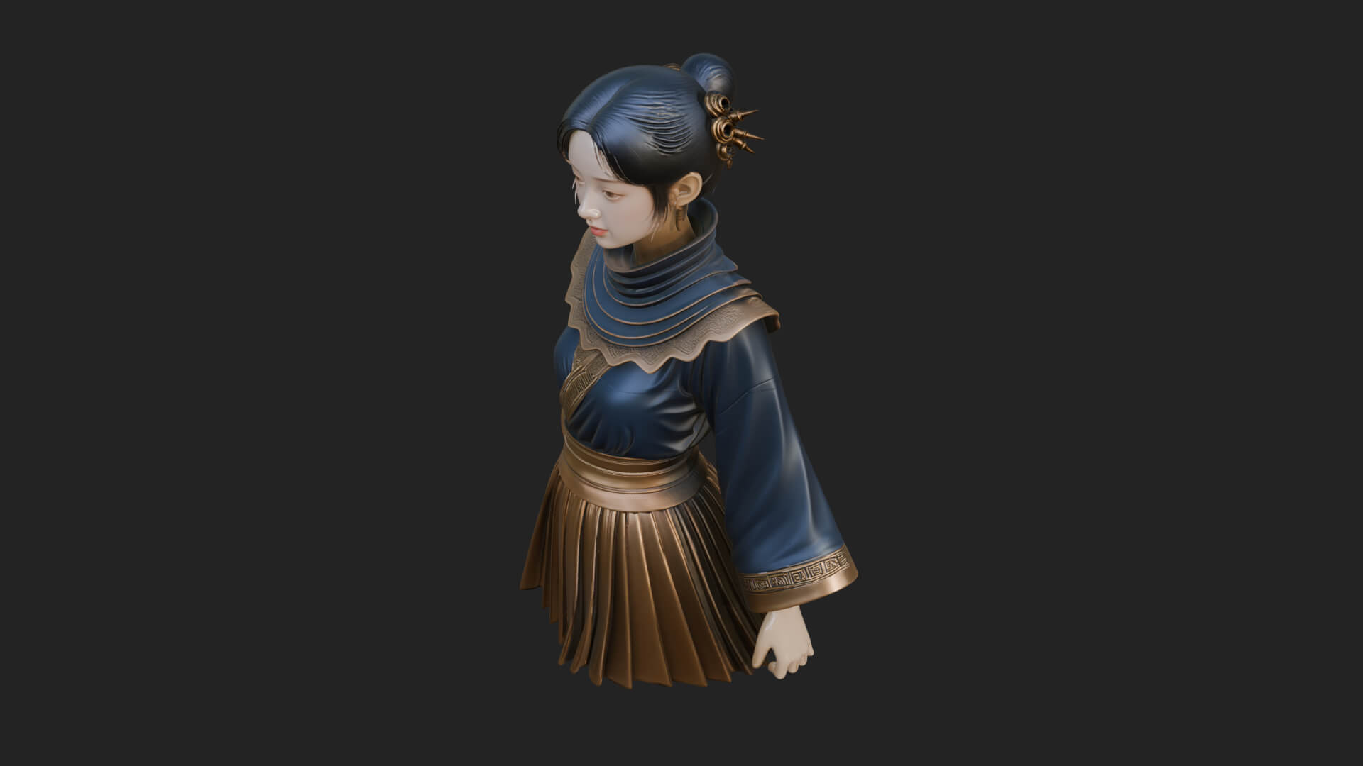 Hanfu Lady Standing Statue Design 10 3D Print Model 3D Model