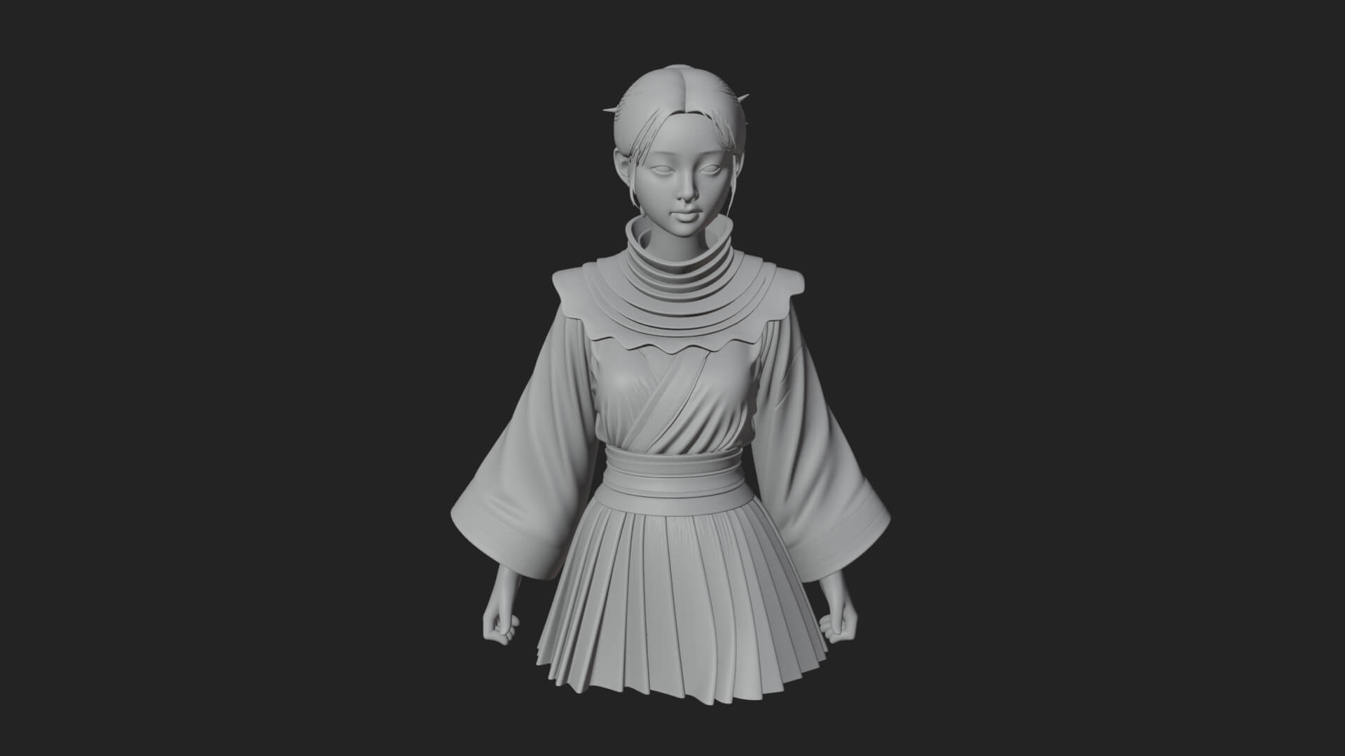 Hanfu Lady Standing Statue Design 10 3D Print Model 3D Model