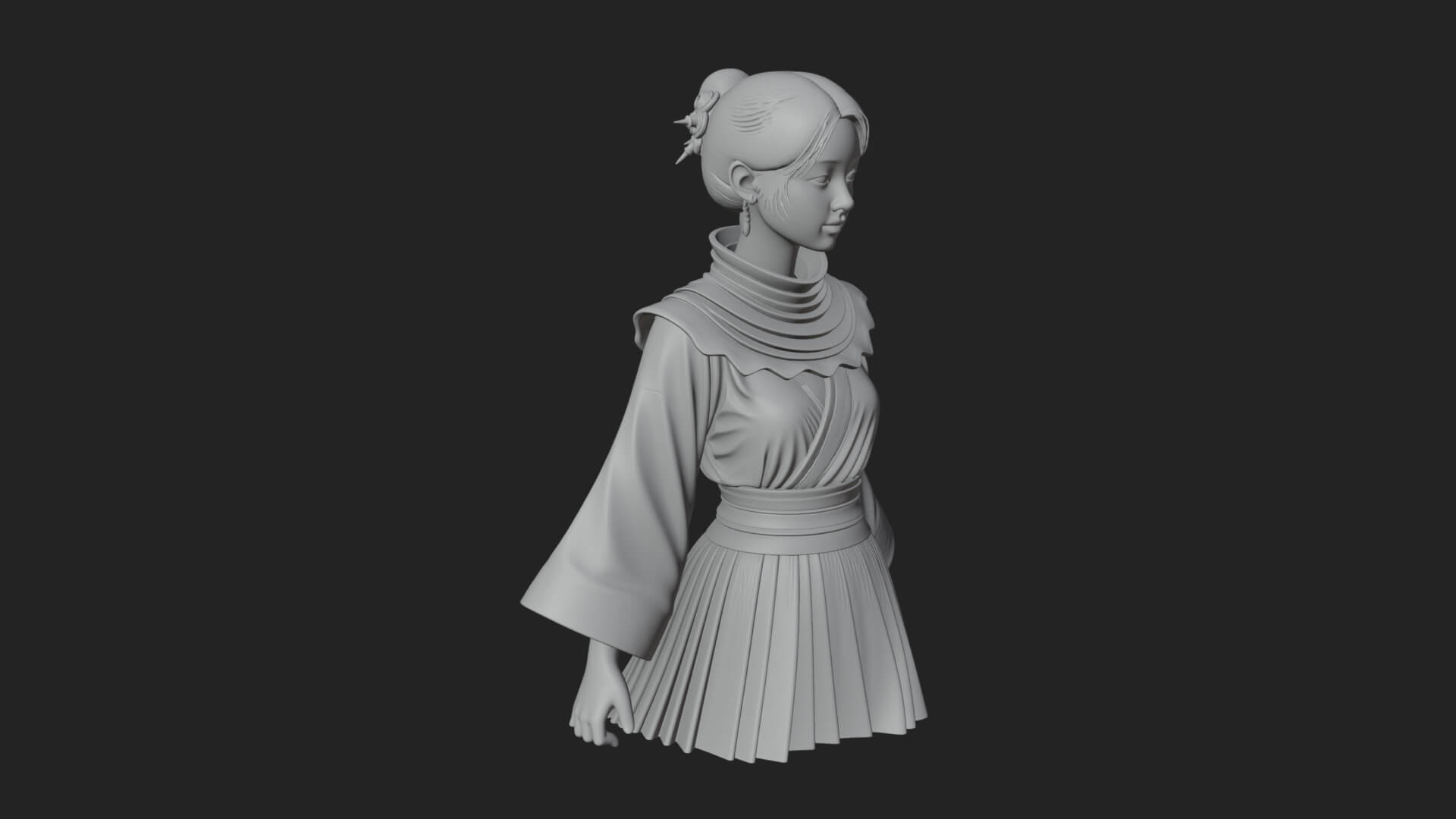 Hanfu Lady Standing Statue Design 10 3D Print Model 3D Model
