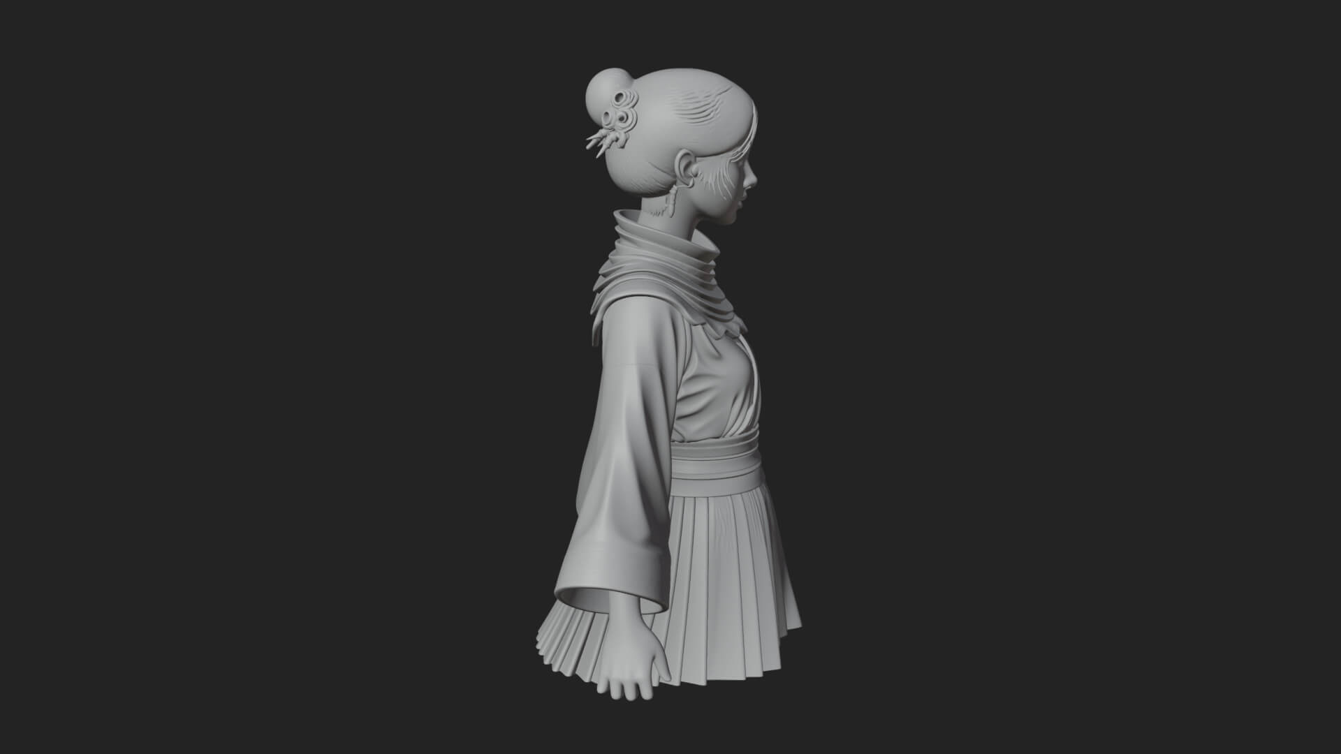 Hanfu Lady Standing Statue Design 10 3D Print Model 3D Model