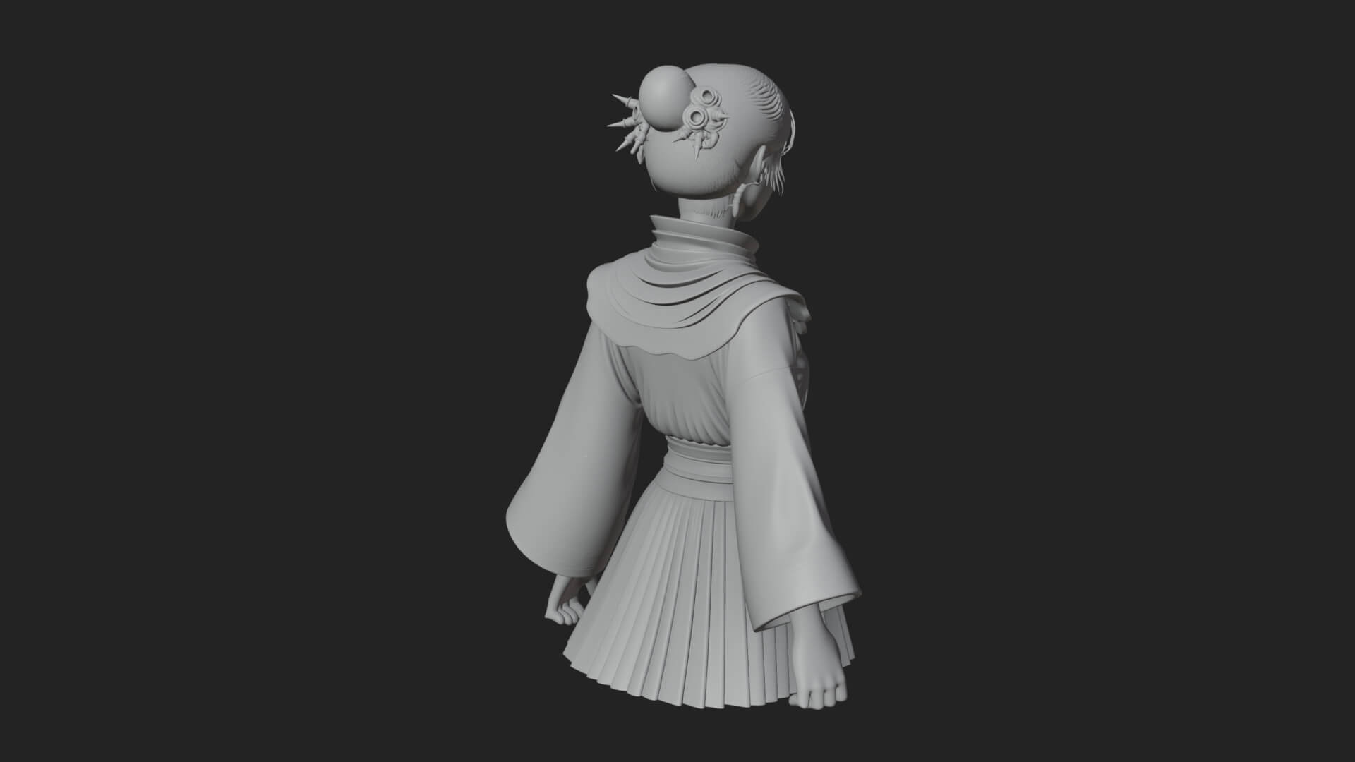 Hanfu Lady Standing Statue Design 10 3D Print Model 3D Model