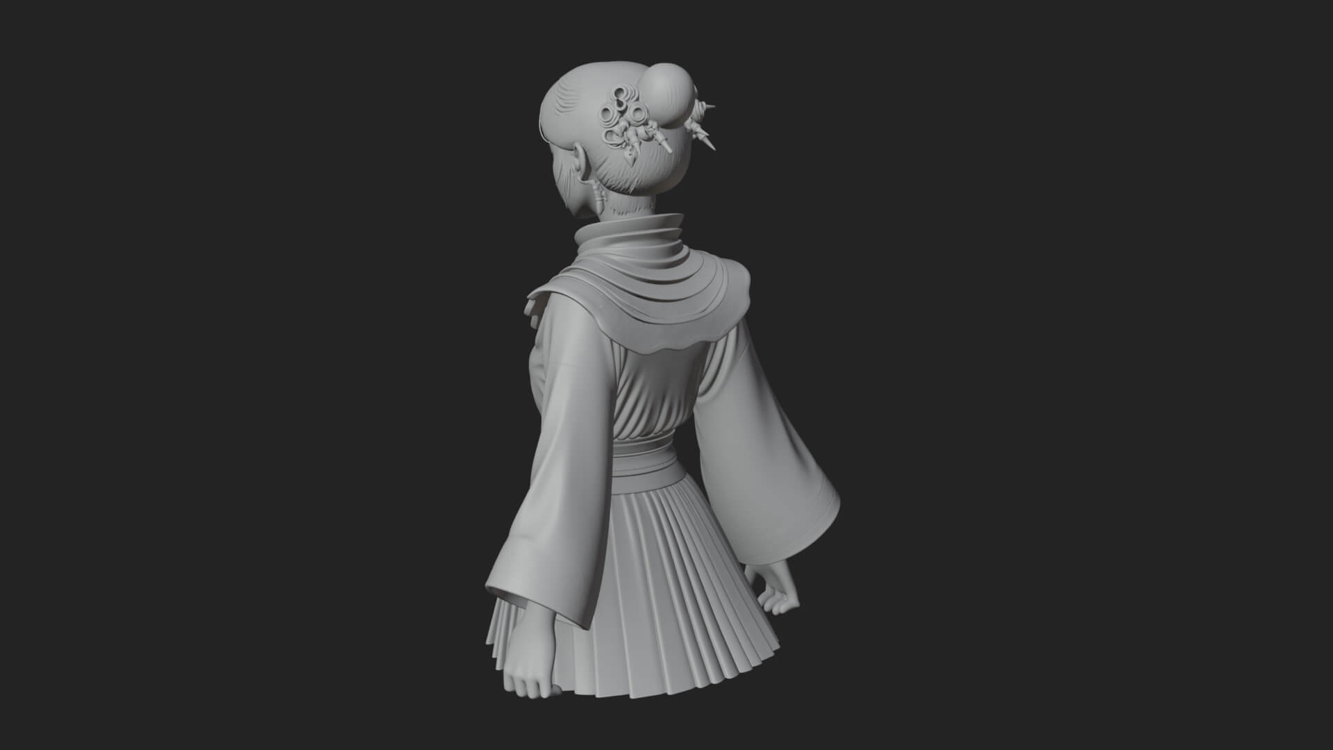 Hanfu Lady Standing Statue Design 10 3D Print Model 3D Model