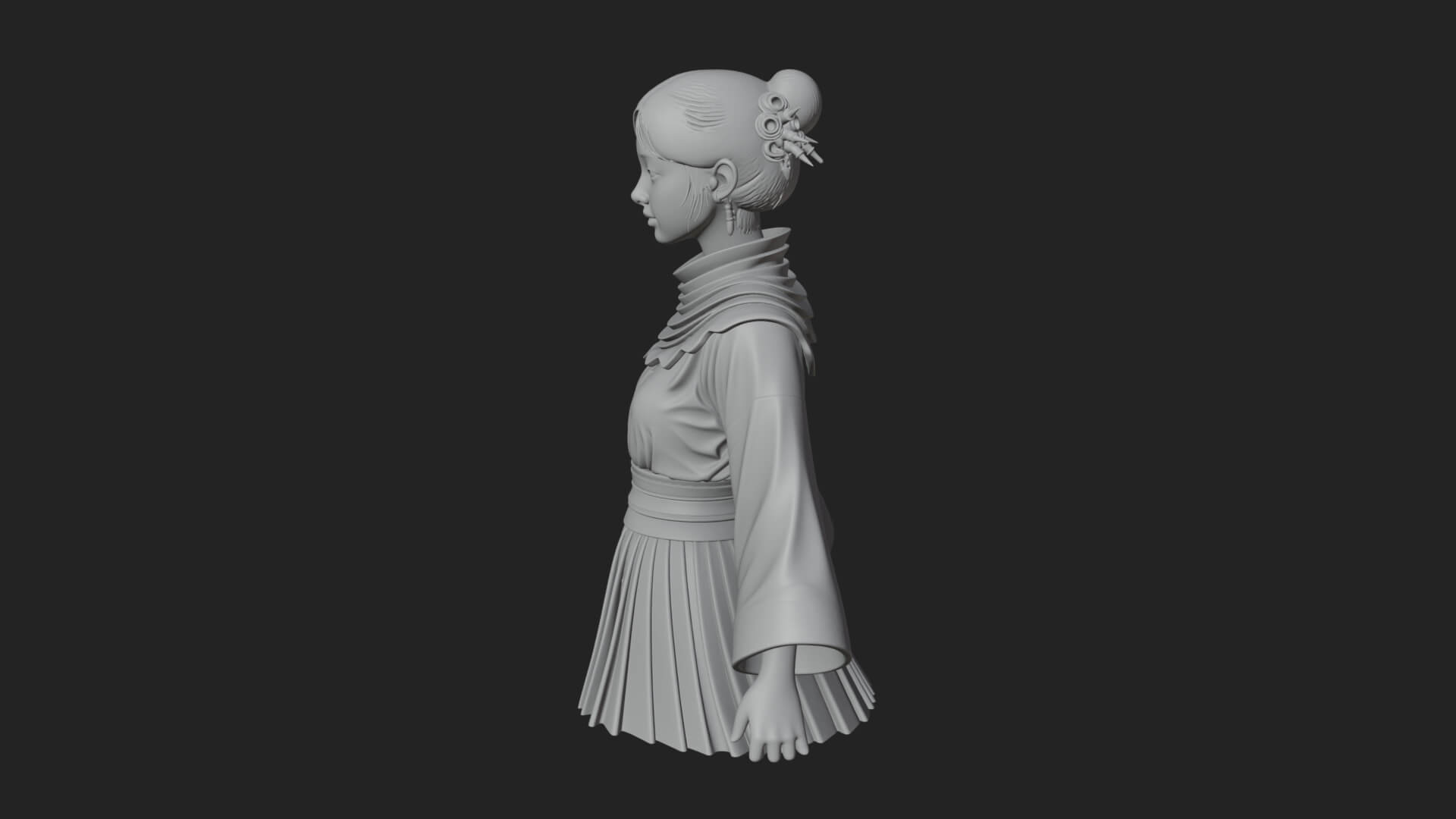 Hanfu Lady Standing Statue Design 10 3D Print Model 3D Model