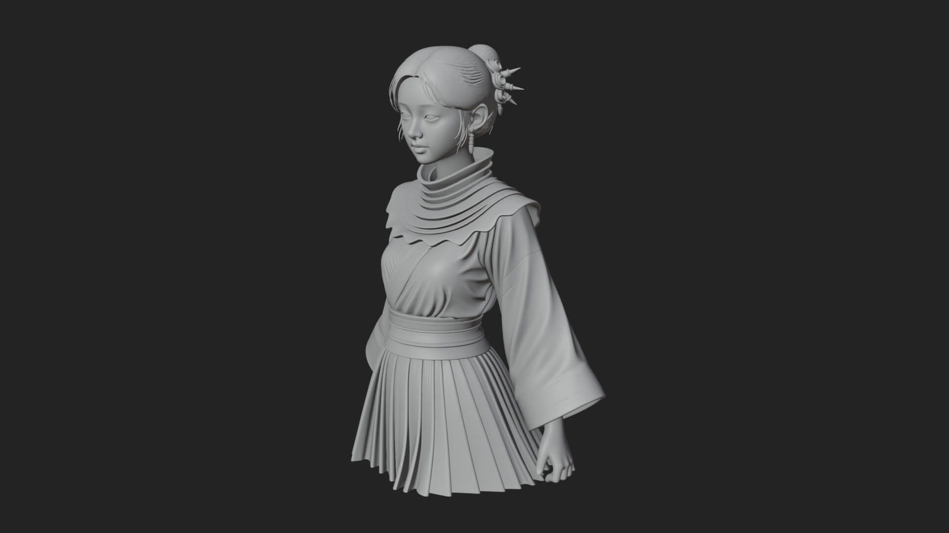 Hanfu Lady Standing Statue Design 10 3D Print Model 3D Model