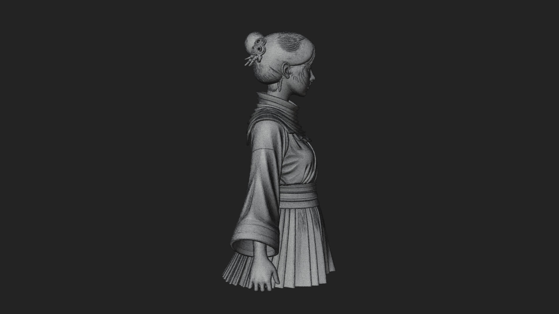 Hanfu Lady Standing Statue Design 10 3D Print Model 3D Model