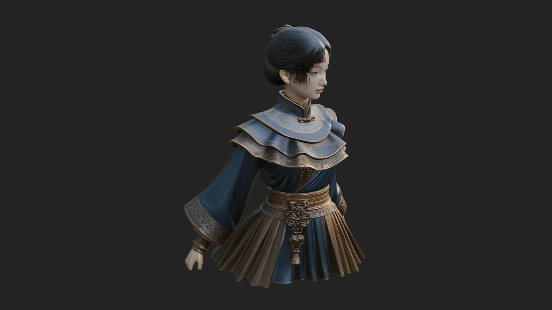 Hanfu Lady Standing Statue Design 11 3D Print Model 3D Model