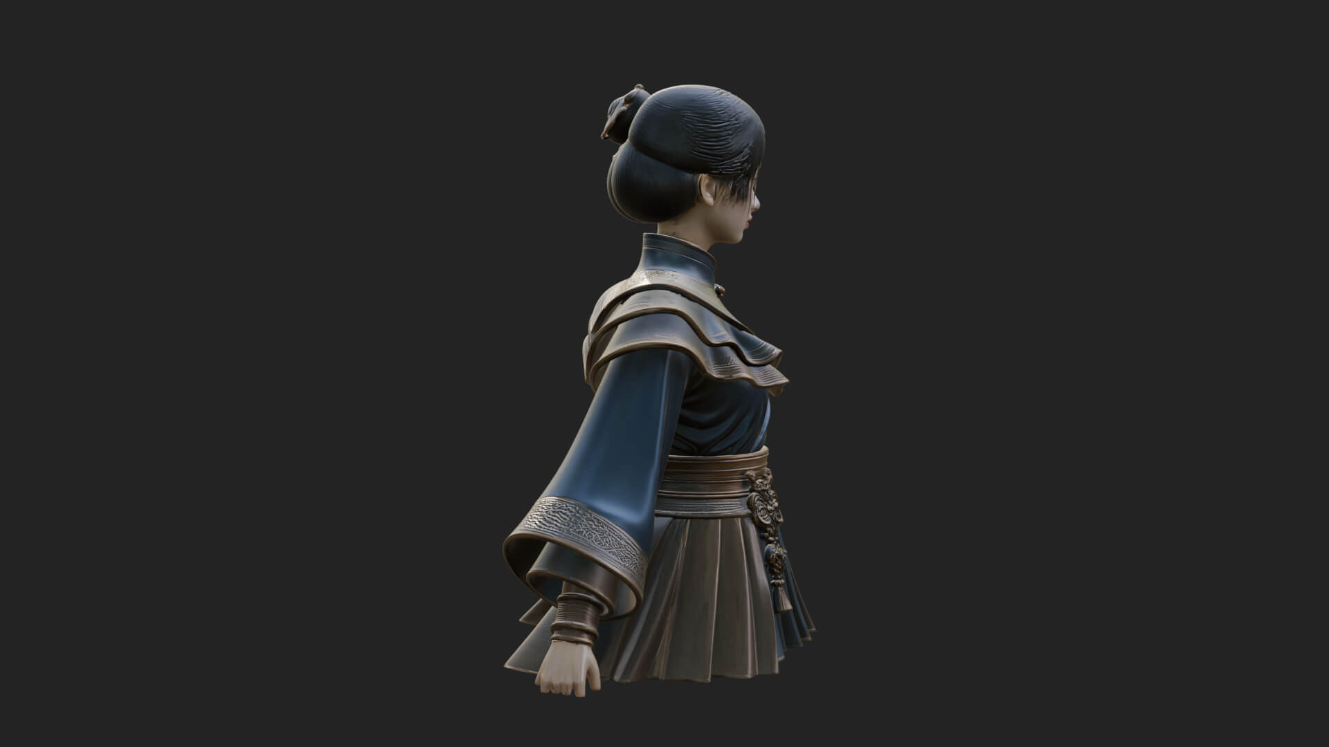 Hanfu Lady Standing Statue Design 11 3D Print Model 3D Model