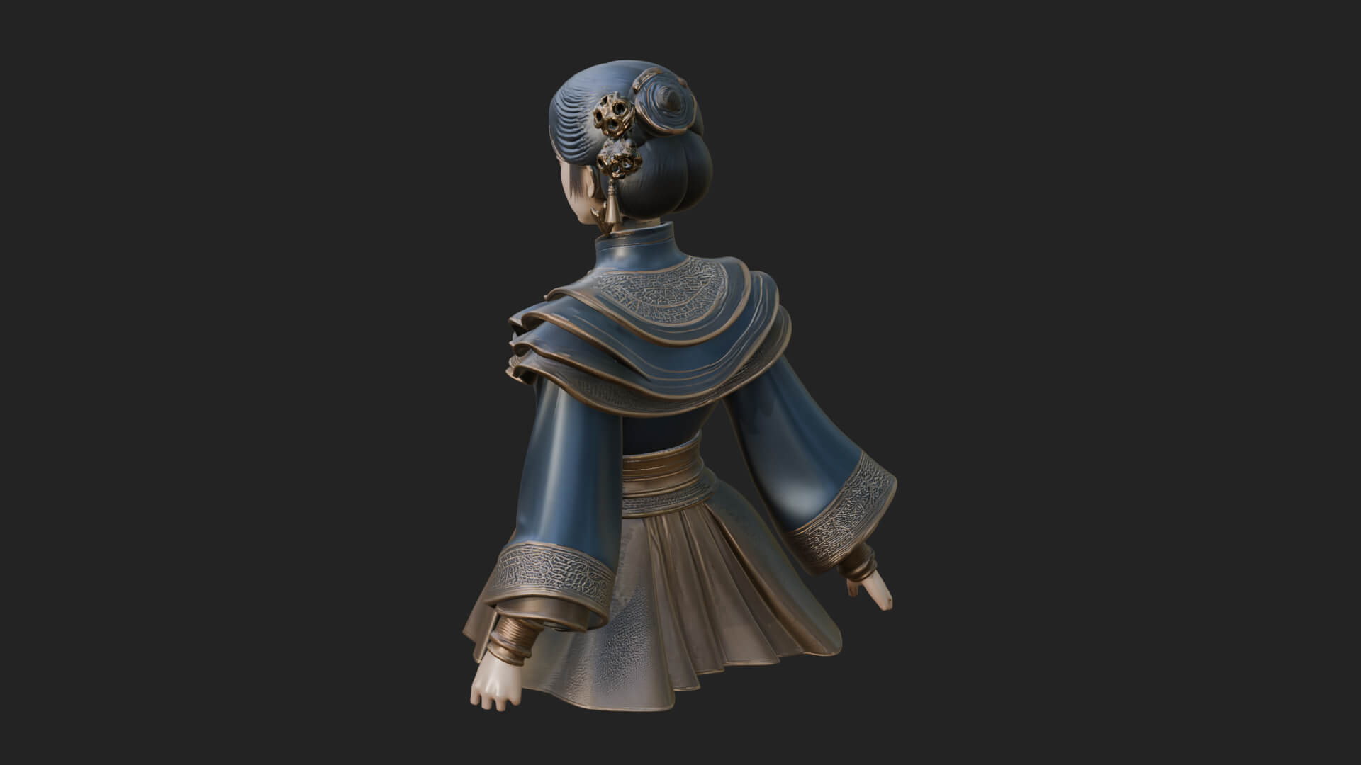 Hanfu Lady Standing Statue Design 11 3D Print Model 3D Model