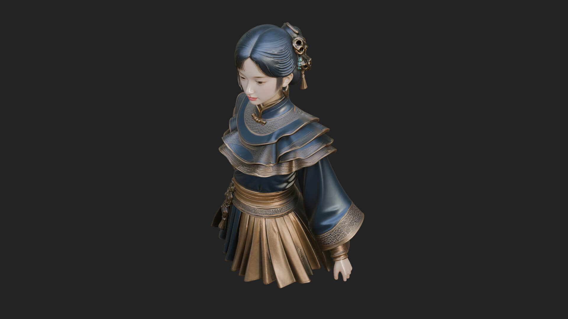 Hanfu Lady Standing Statue Design 11 3D Print Model 3D Model