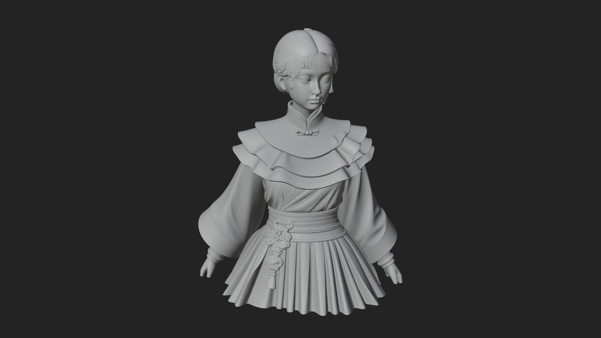 Hanfu Lady Standing Statue Design 11 3D Print Model 3D Model