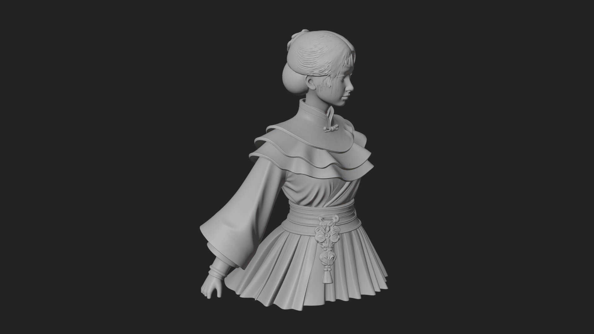 Hanfu Lady Standing Statue Design 11 3D Print Model 3D Model