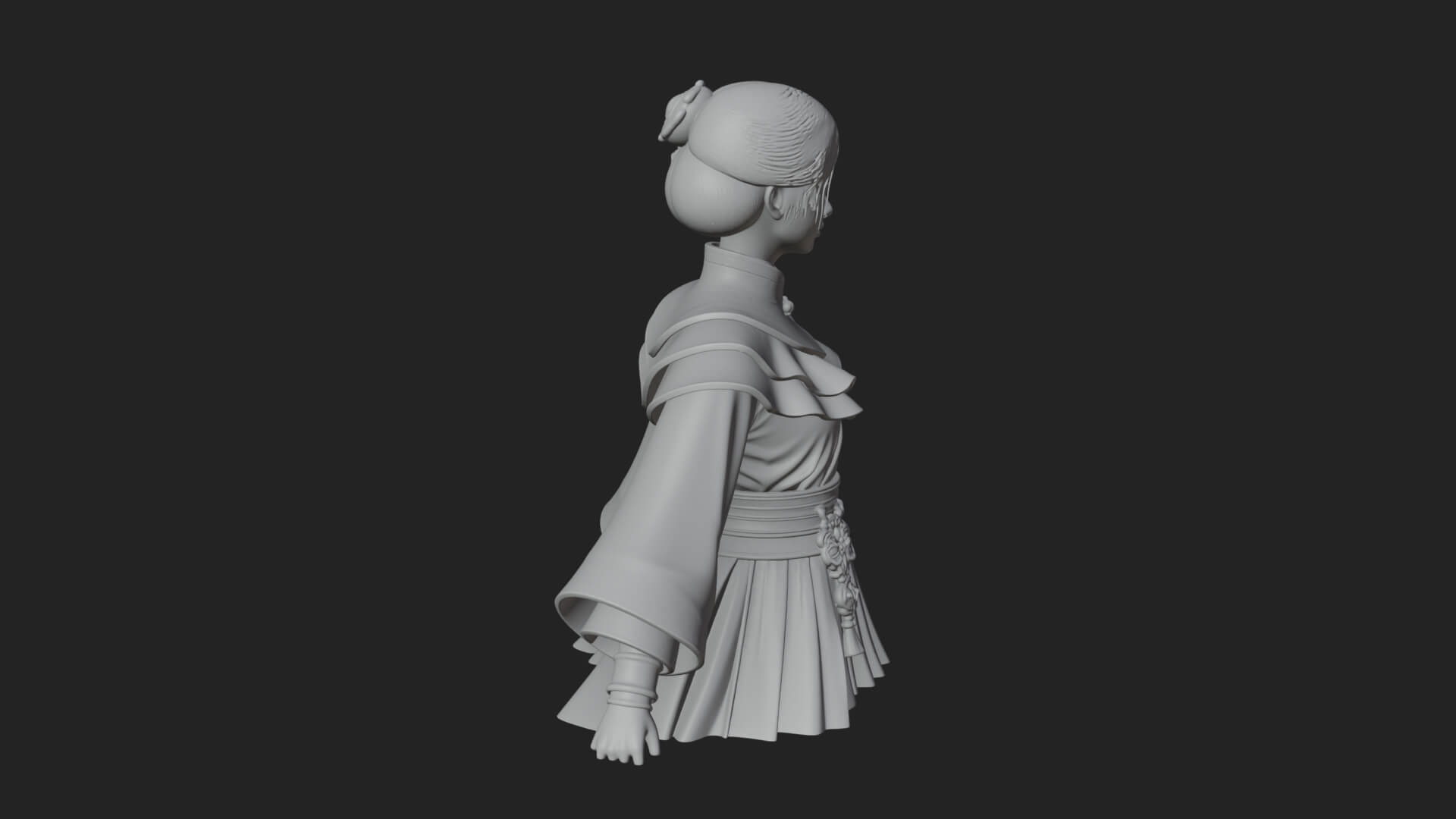Hanfu Lady Standing Statue Design 11 3D Print Model 3D Model