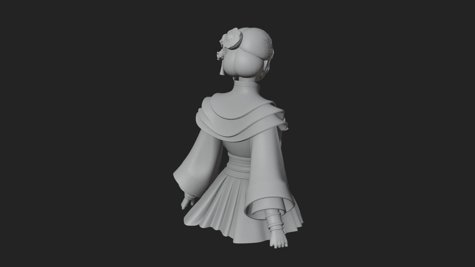 Hanfu Lady Standing Statue Design 11 3D Print Model 3D Model
