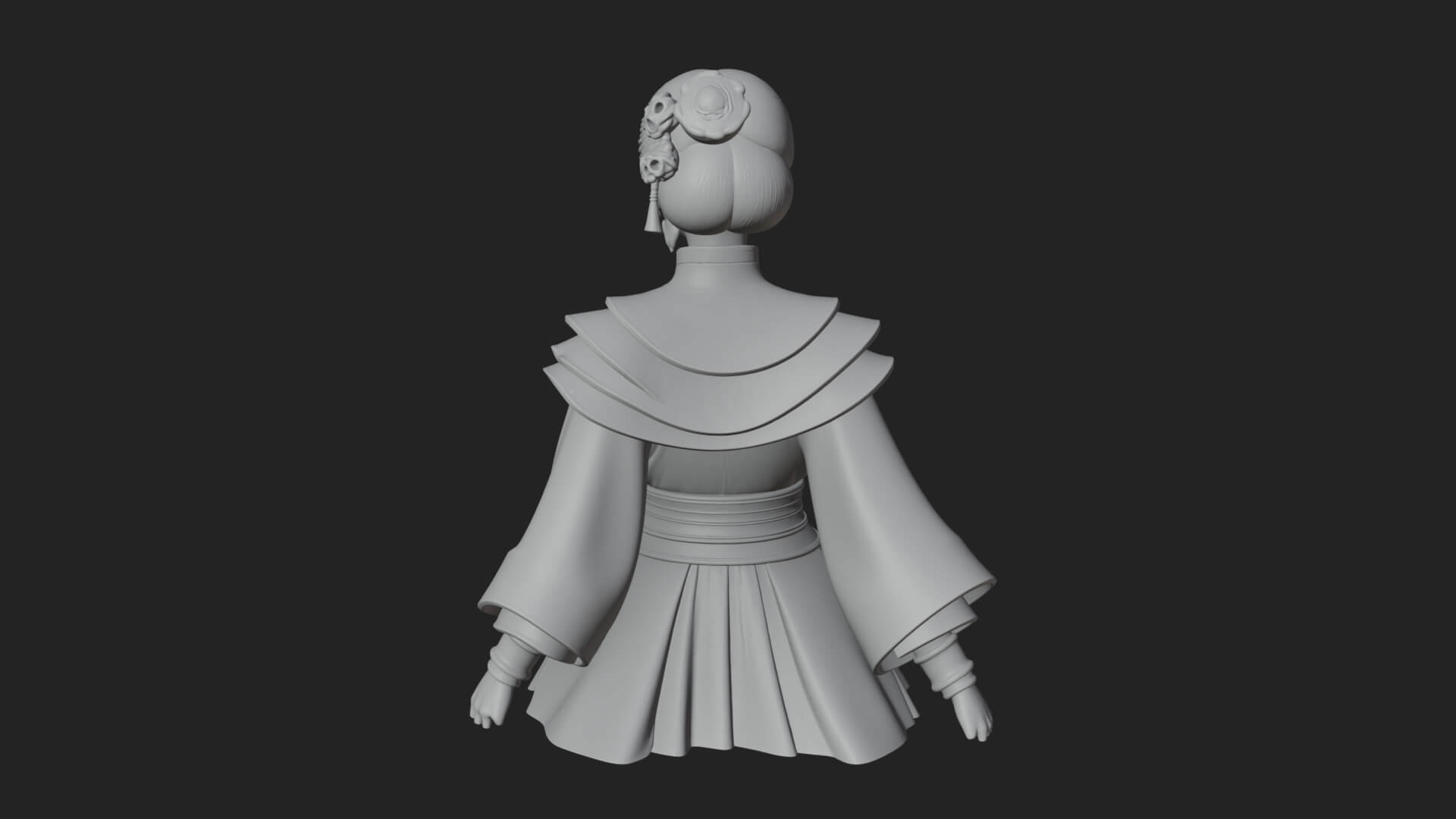 Hanfu Lady Standing Statue Design 11 3D Print Model 3D Model