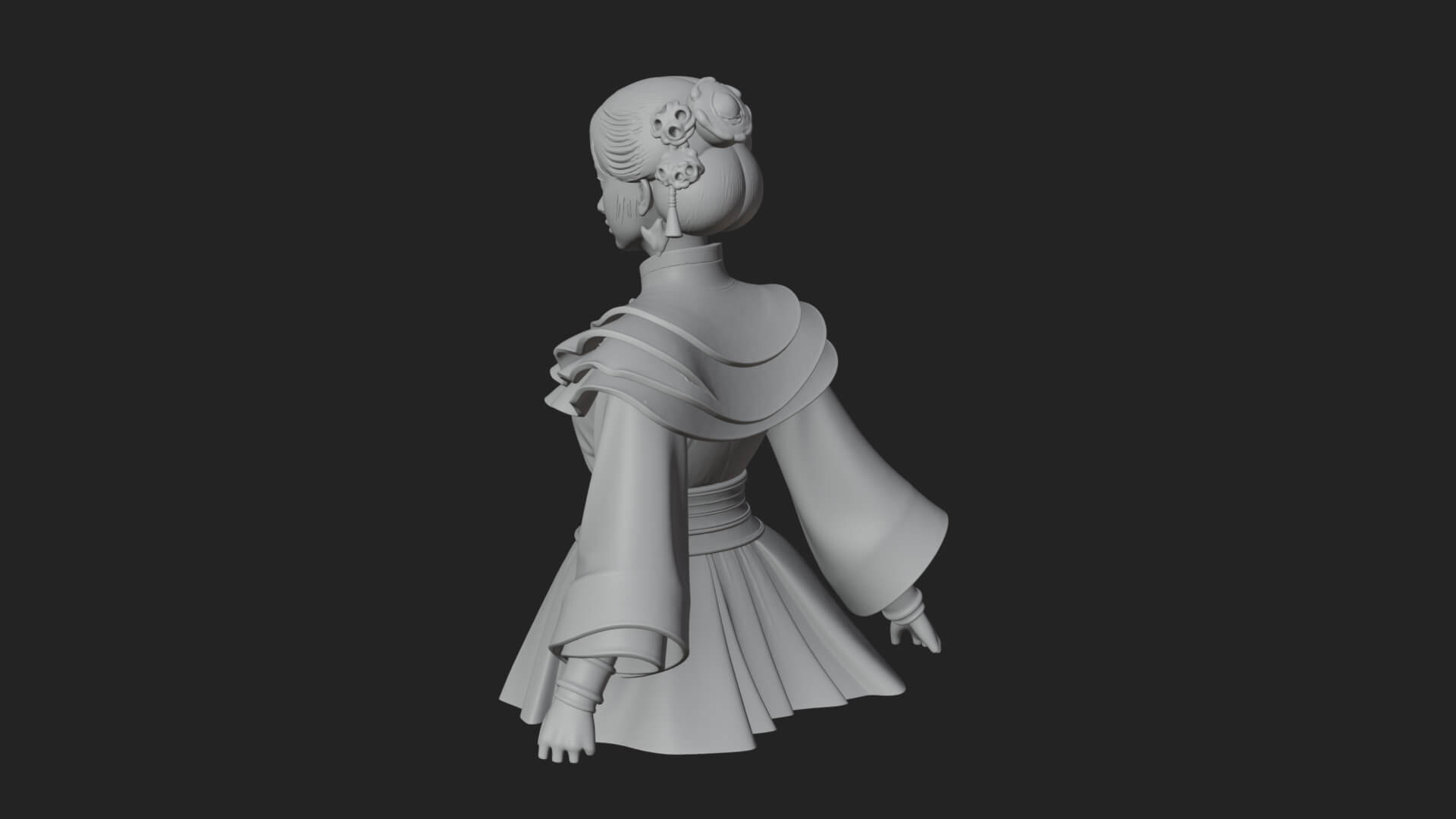 Hanfu Lady Standing Statue Design 11 3D Print Model 3D Model