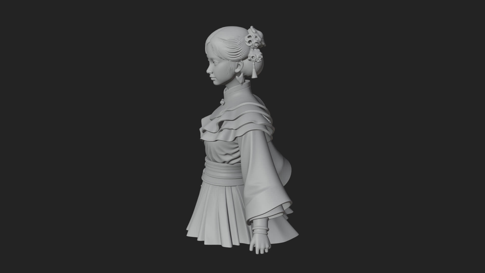 Hanfu Lady Standing Statue Design 11 3D Print Model 3D Model