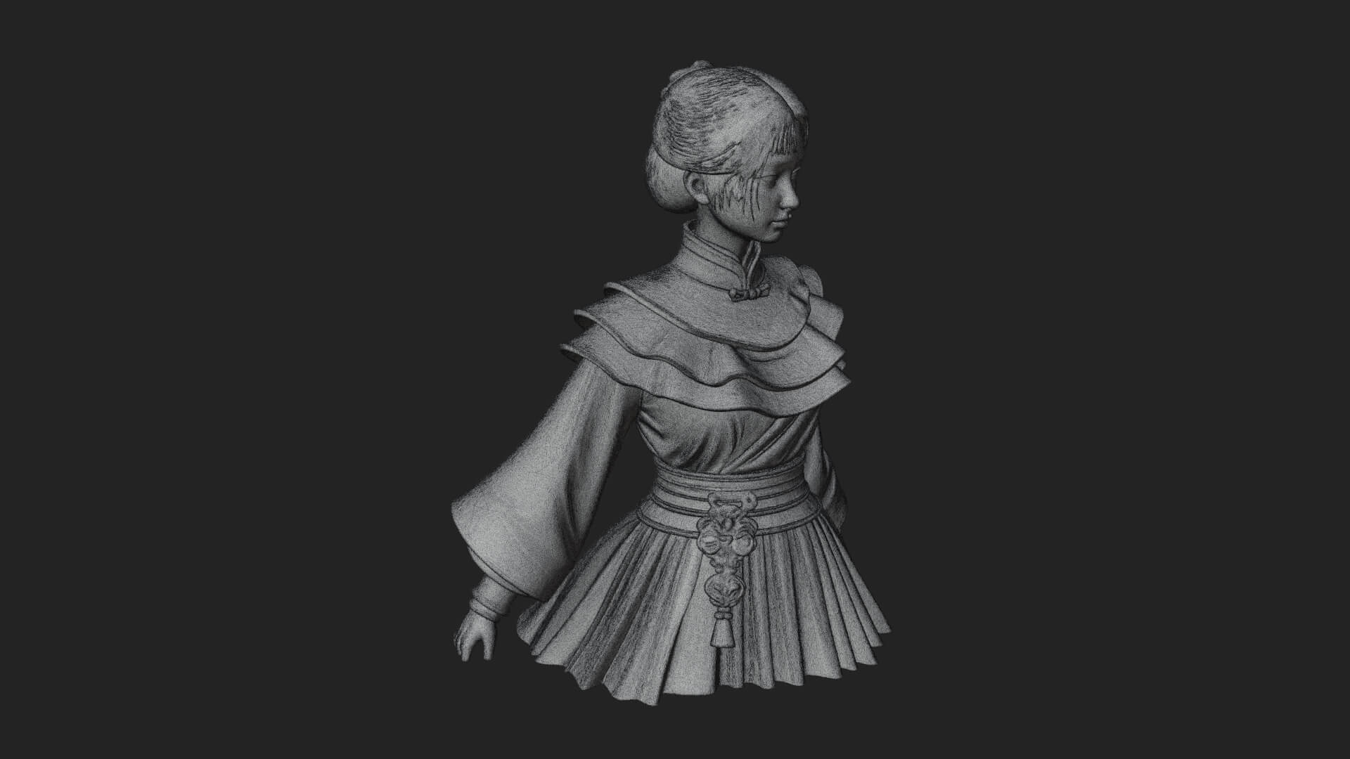 Hanfu Lady Standing Statue Design 11 3D Print Model 3D Model