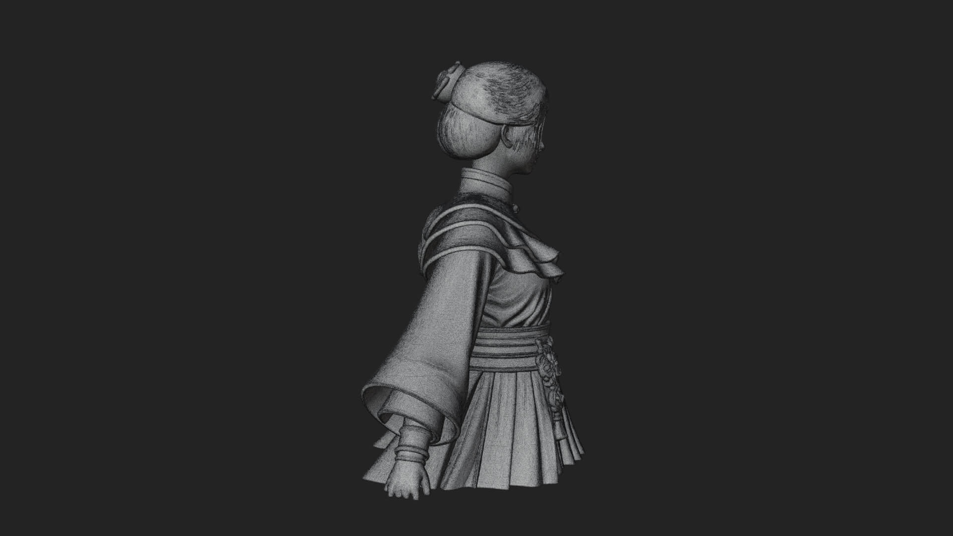 Hanfu Lady Standing Statue Design 11 3D Print Model 3D Model