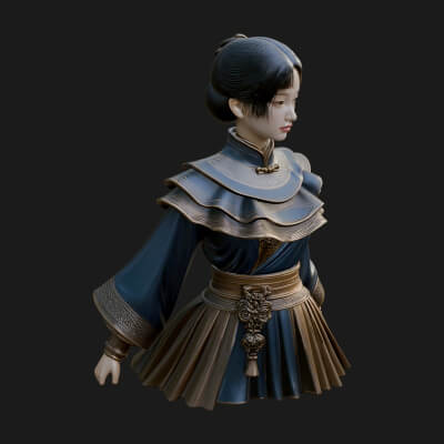 Hanfu Lady Standing Statue Design 11 3D Print Model