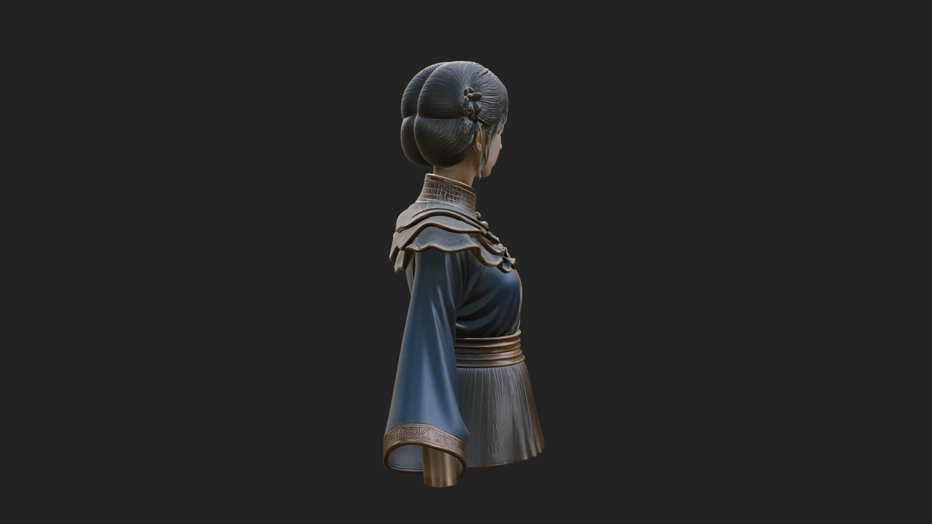 Hanfu Lady Standing Statue Design 12 3D Print Model 3D Model