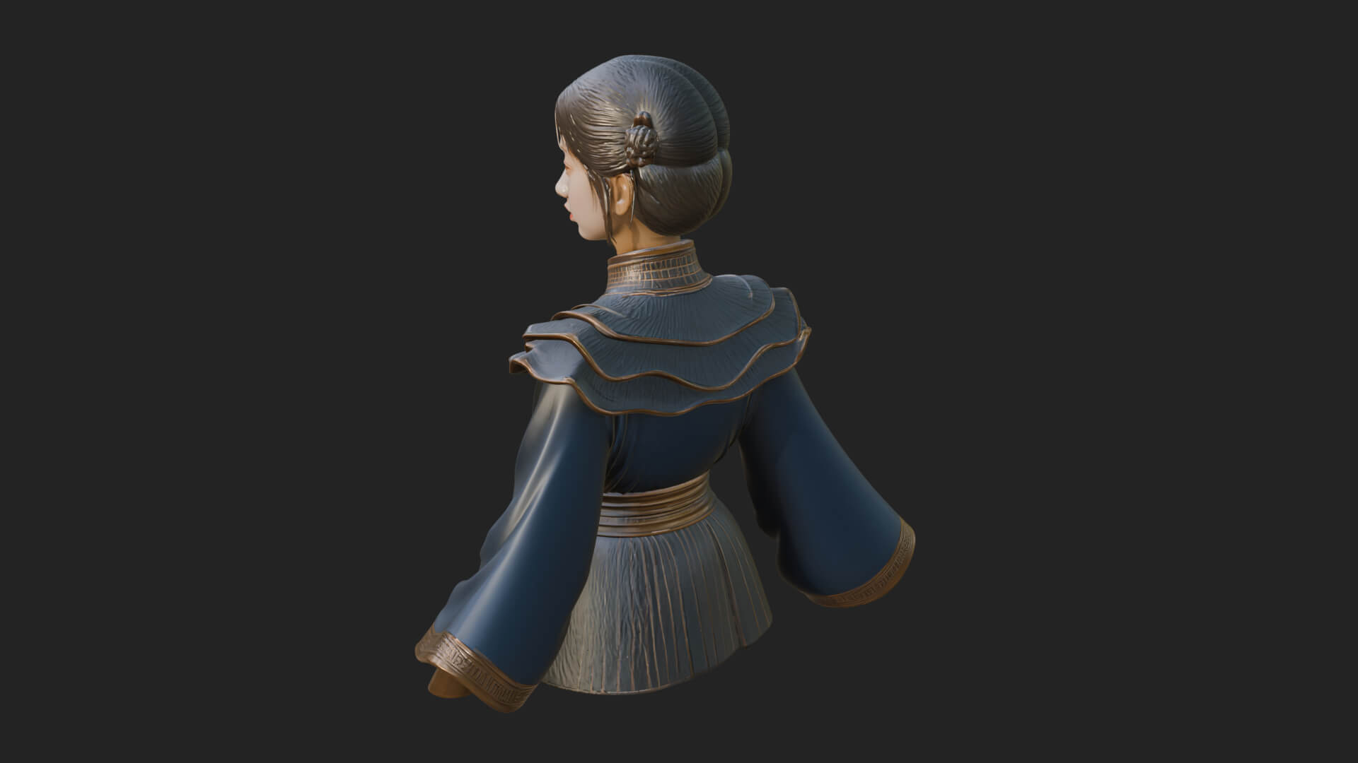 Hanfu Lady Standing Statue Design 12 3D Print Model 3D Model