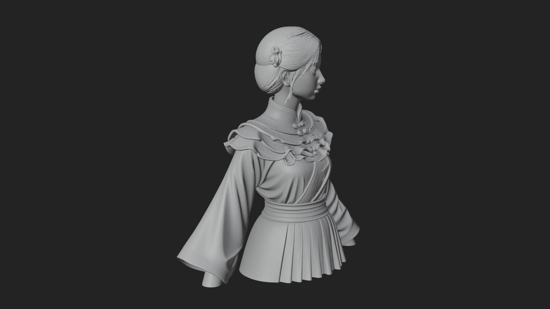 Hanfu Lady Standing Statue Design 12 3D Print Model 3D Model