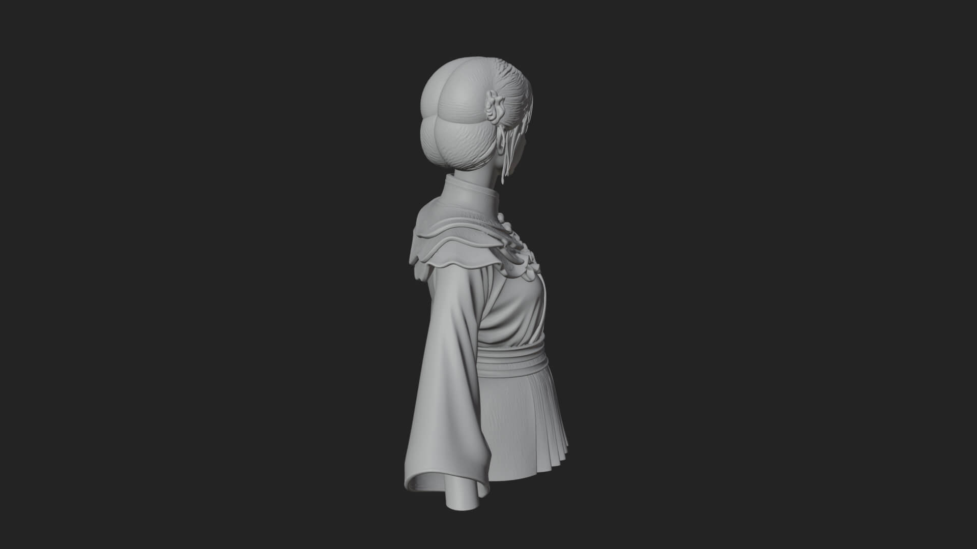 Hanfu Lady Standing Statue Design 12 3D Print Model 3D Model