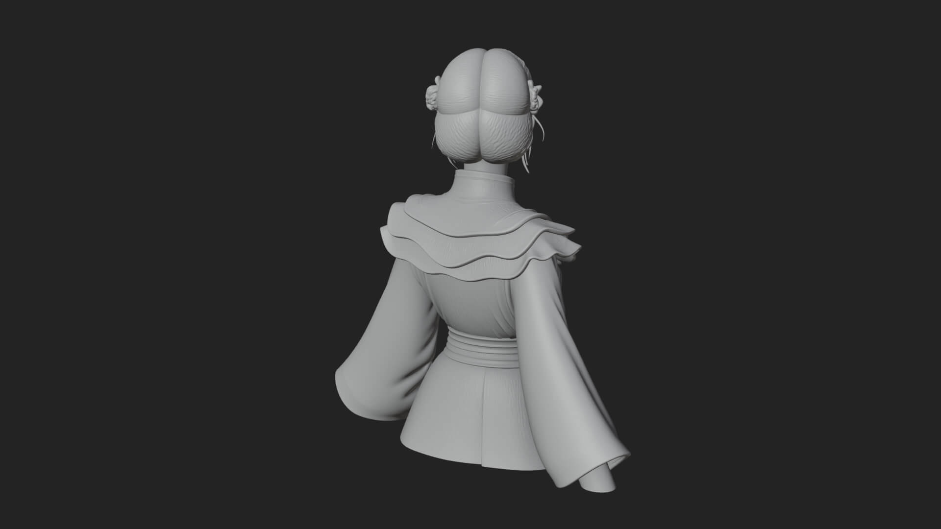 Hanfu Lady Standing Statue Design 12 3D Print Model 3D Model