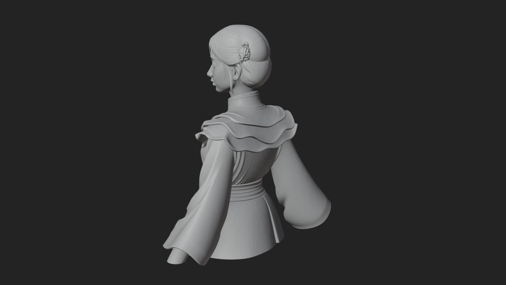 Hanfu Lady Standing Statue Design 12 3D Print Model 3D Model